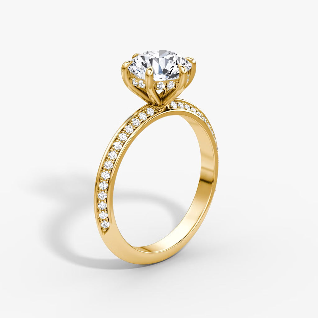 The Knife-Edge Round Brilliant Solitaire Hidden Halo Engagement Ring