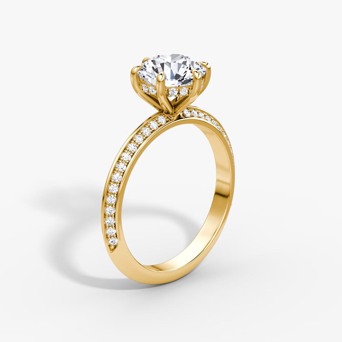 The Knife-Edge Round Brilliant Solitaire Hidden Halo Engagement Ring