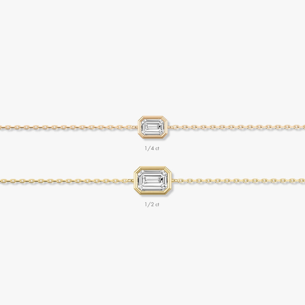 Bracelet solitaire en diamant de laboratoire de qualité supérieure avec lunette émeraude