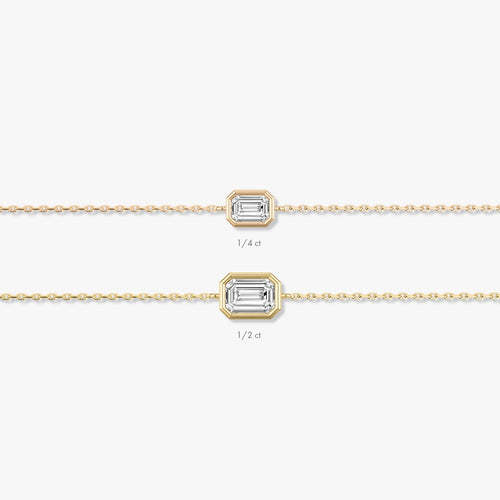 Bezel Emerald Superior Lab Grown Diamond Solitaire Bracelet