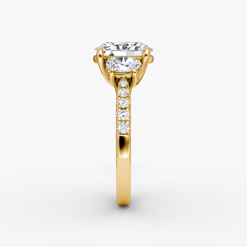 The Erelis Three Stone Oval with Pave Engagement Ring