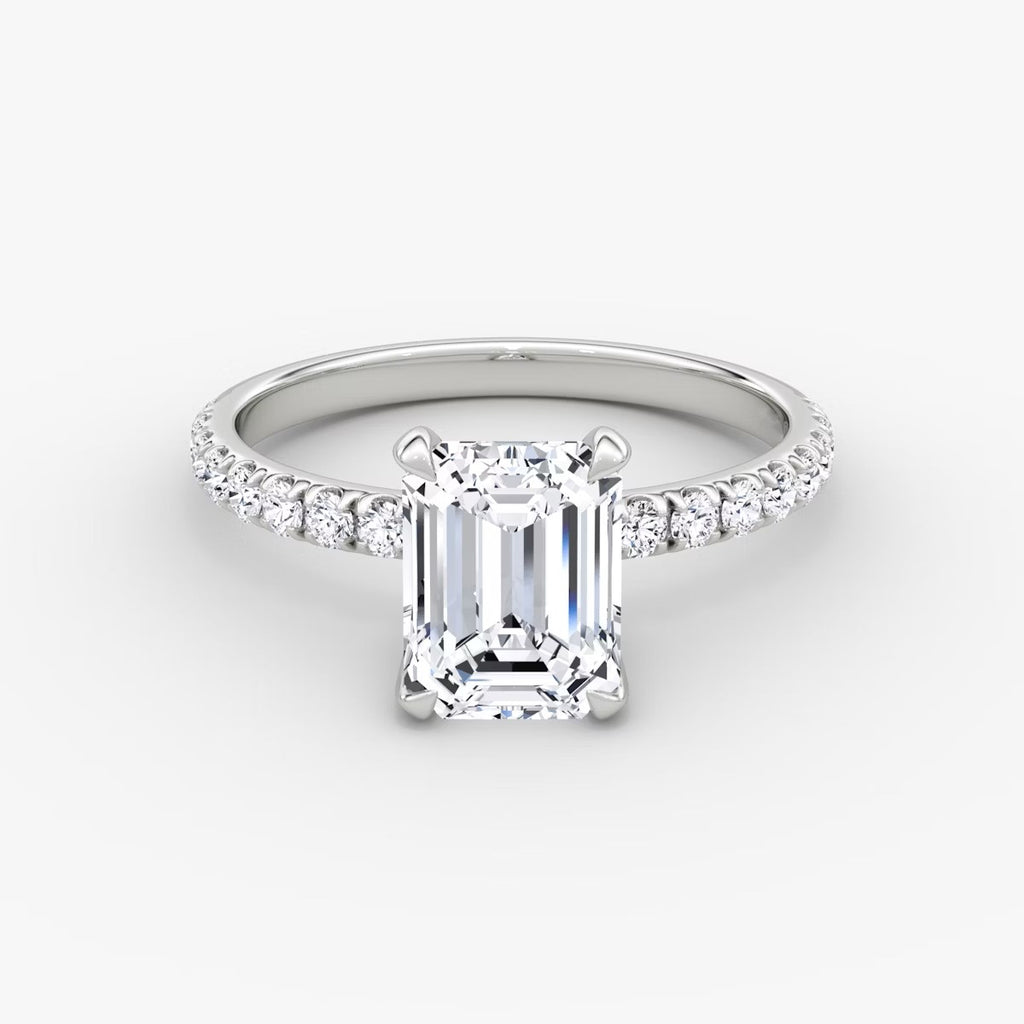 The Classic Emerald Solitaire Pave Engagement Ring