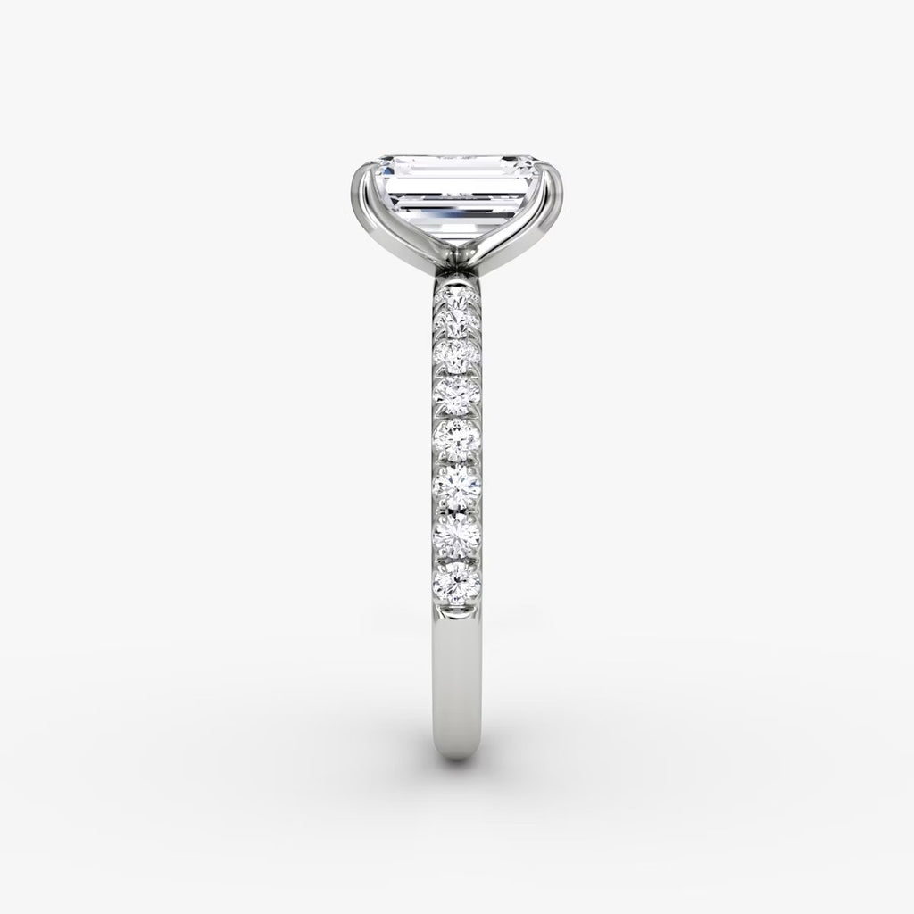 The Classic Emerald Solitaire Pave Engagement Ring