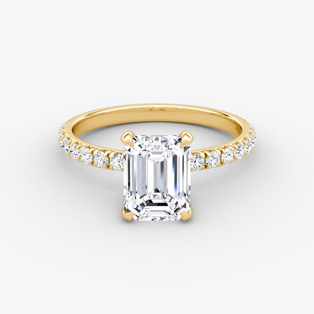 The Classic Emerald Solitaire Pave Engagement Ring