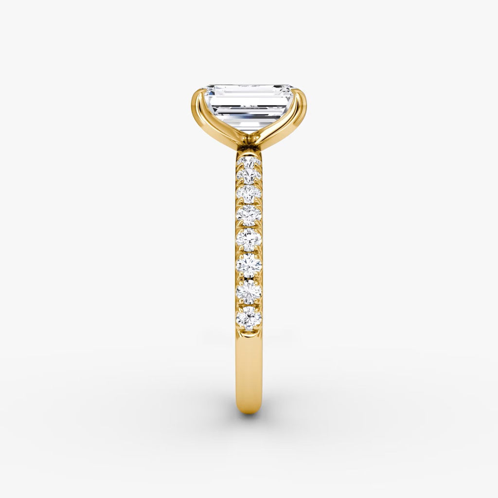 The Classic Emerald Solitaire Pave Engagement Ring