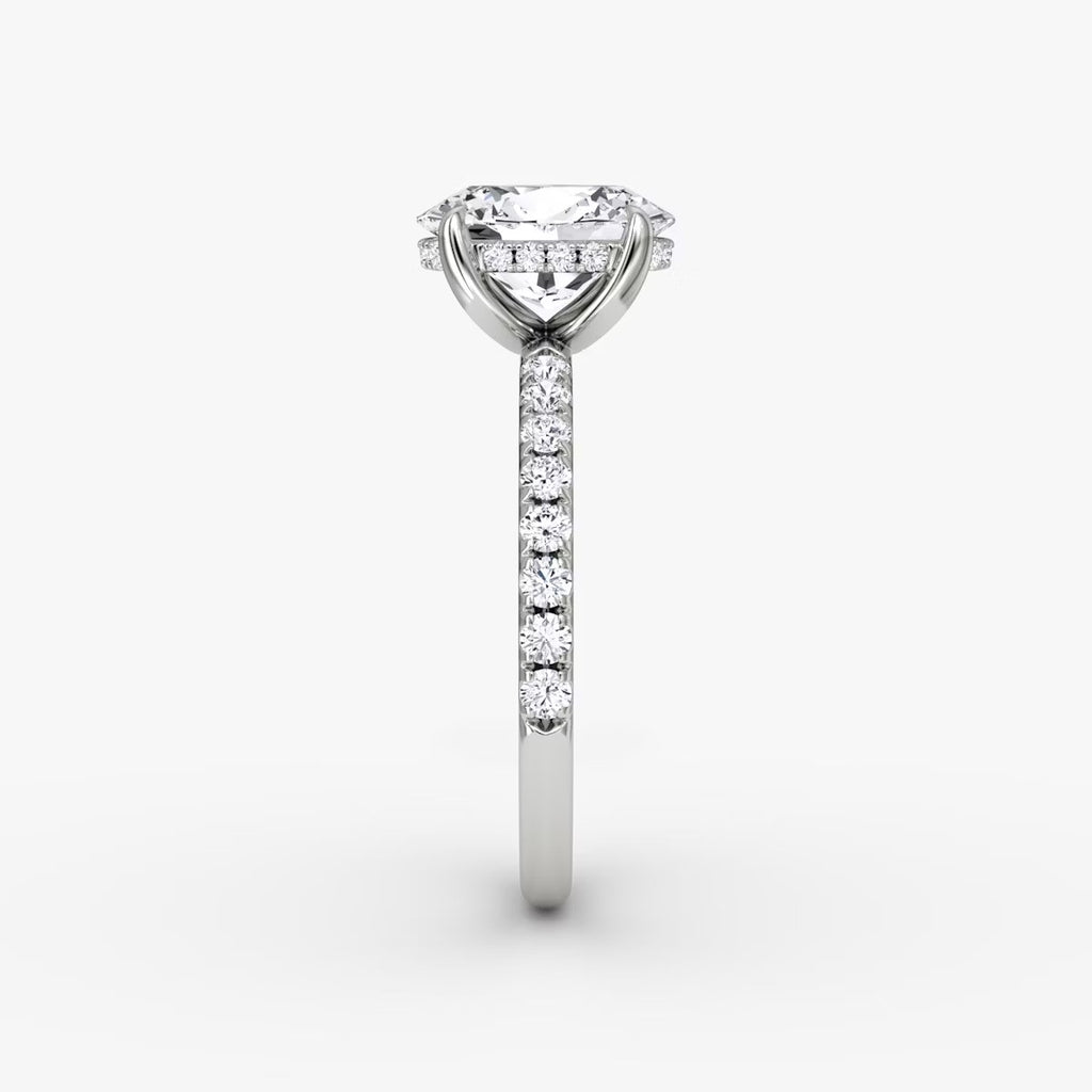 The Classic Oval Solitaire Hidden Halo Pave Engagement Ring