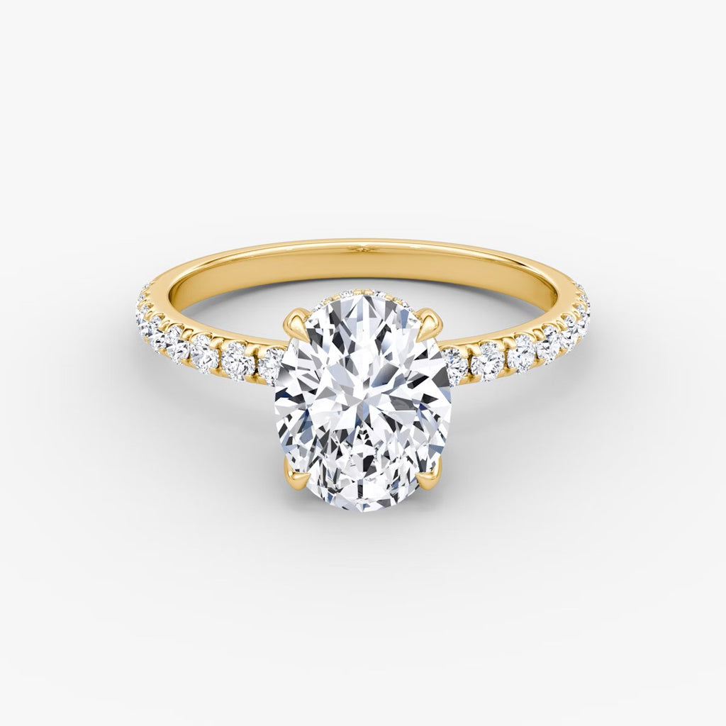 The Classic Oval Solitaire Hidden Halo Pave Engagement Ring