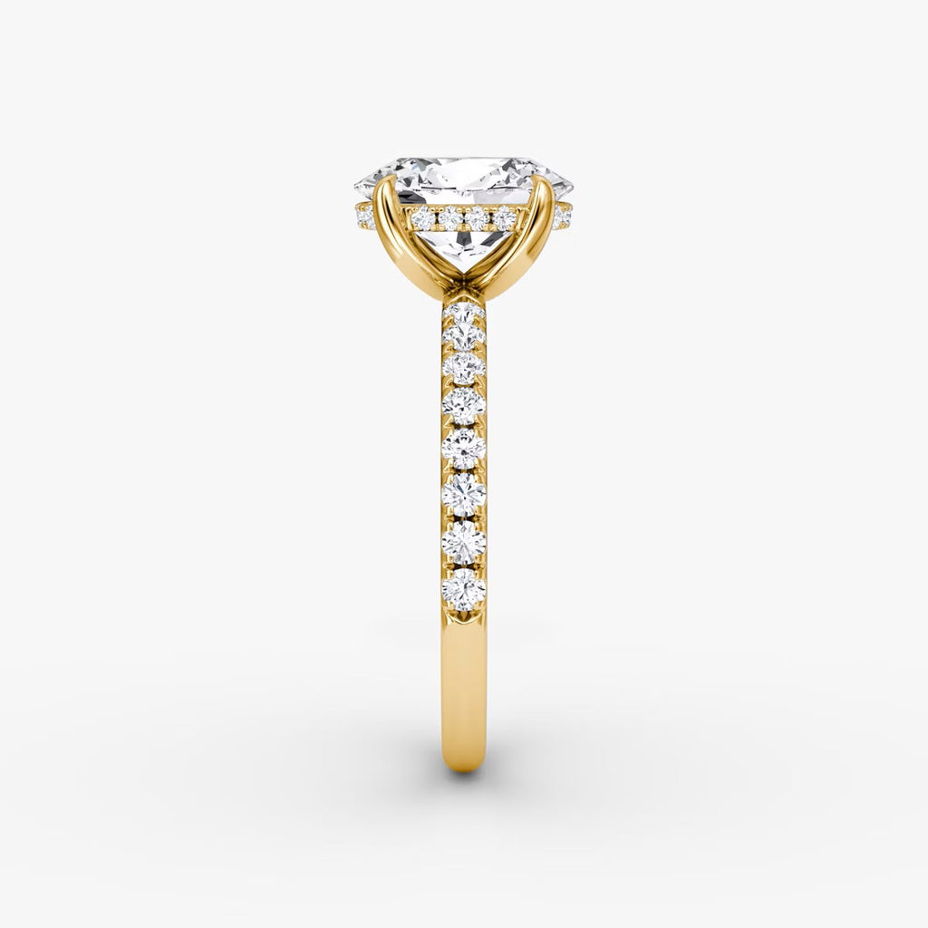 The Classic Oval Solitaire Hidden Halo Pave Engagement Ring