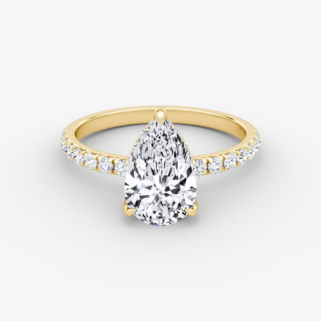 The Classic Pear Solitaire Hidden Halo Pave Engagement Ring