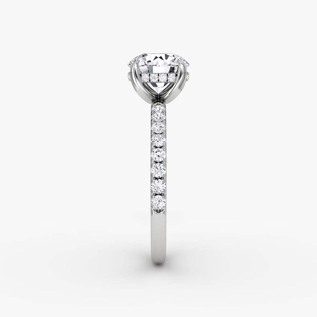 The Classic Round Brilliant Solitaire Hidden Halo Pave Engagement Ring