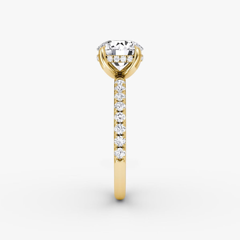 The Classic Round Brilliant Solitaire Hidden Halo Pave Engagement Ring