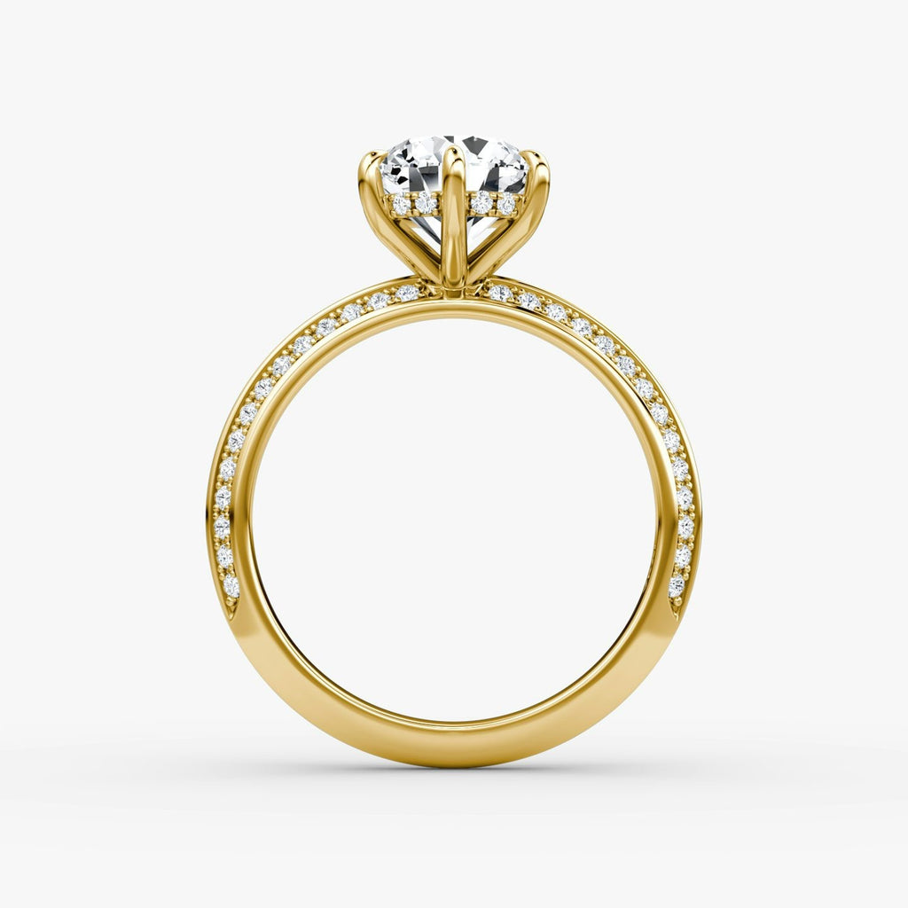 The Knife-Edge Round Brilliant Solitaire Hidden Halo Engagement Ring