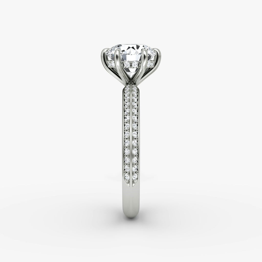 The Knife-Edge Round Brilliant Solitaire Hidden Halo Engagement Ring