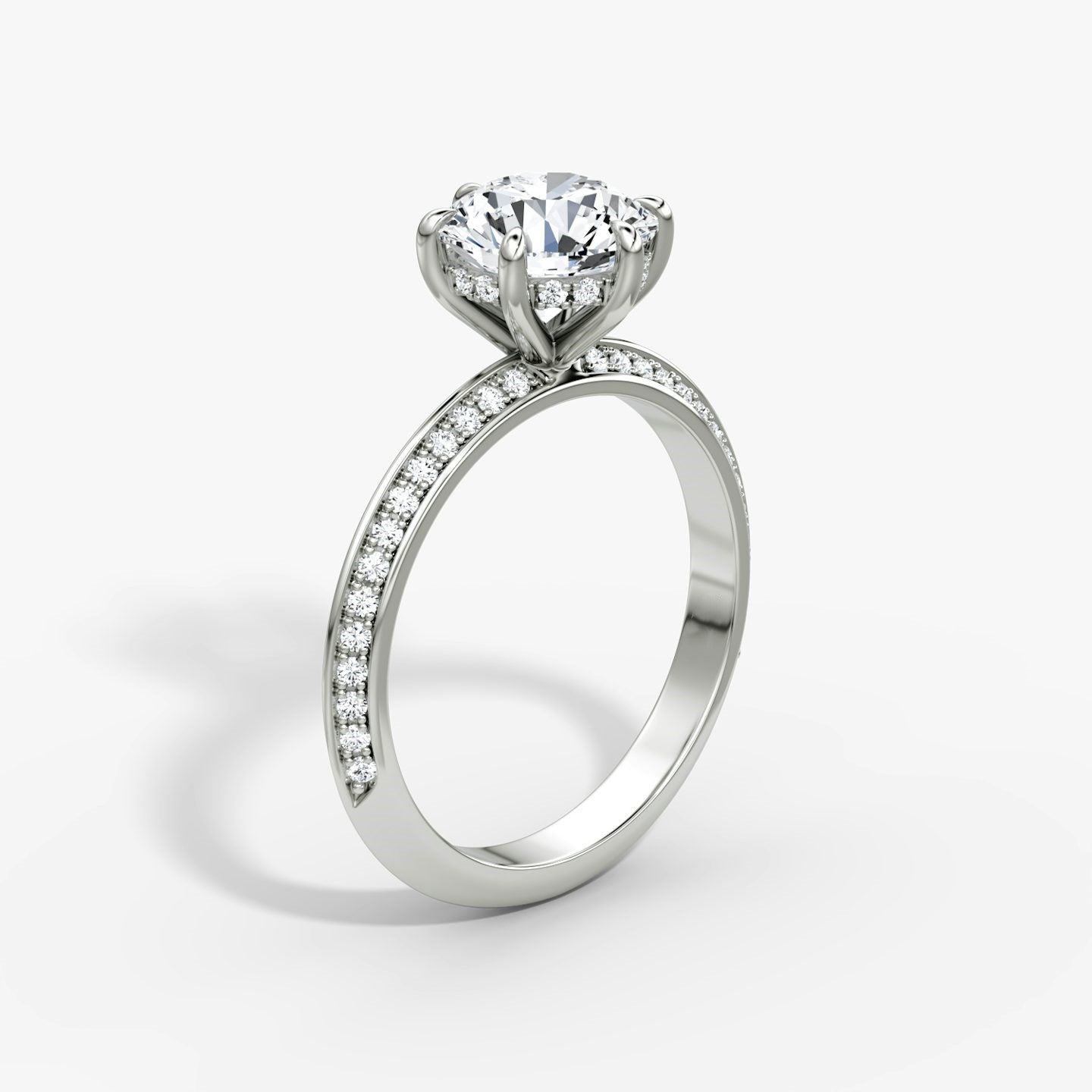 The Knife-Edge Round Brilliant Solitaire Hidden Halo Engagement Ring