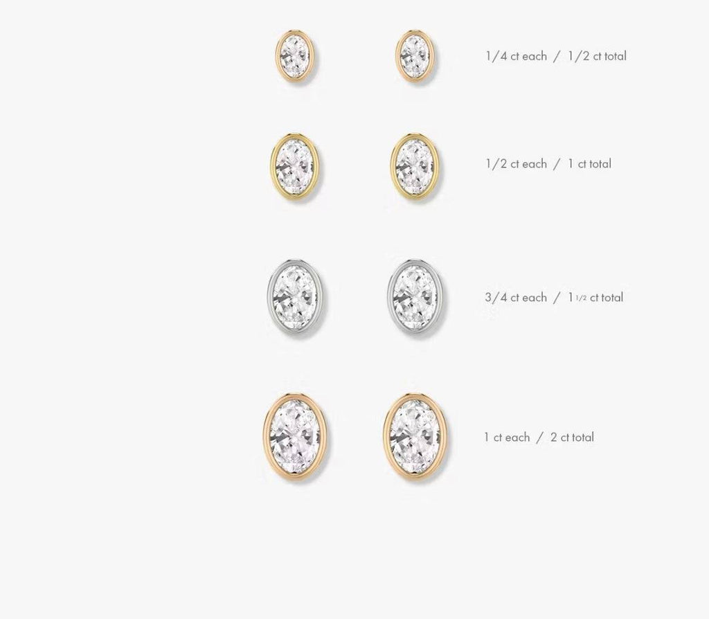 Boucles d'oreilles à tige avec diamants de laboratoire de qualité supérieure et ovales